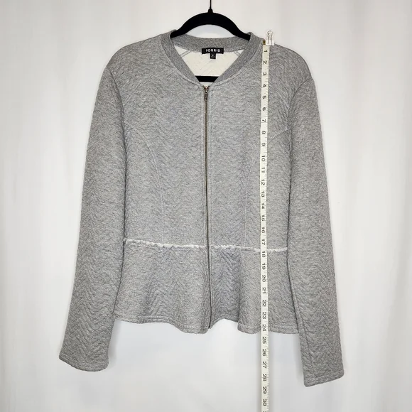 Torrid Peplum Grey Fleece Full Zipper Longsleeve Women's Size 2 (2x-20) - Picture 6 of 12